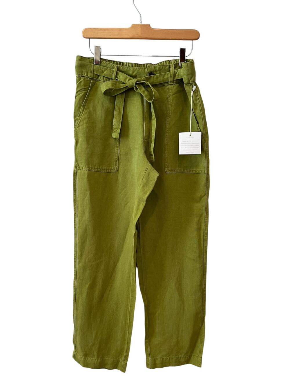Cynthia Rowley Straight Leg Soft Wash Belted Pants Vintage Green 8